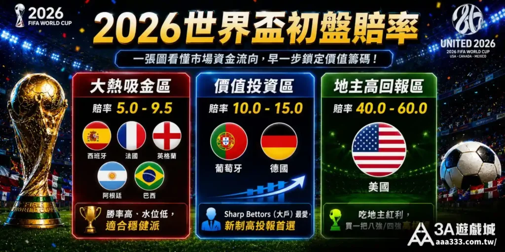2026 世界盃初盤賠率總覽