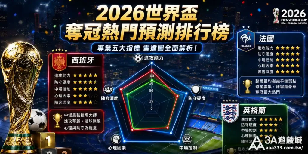 2026 世界盃奪冠熱門預測排行榜